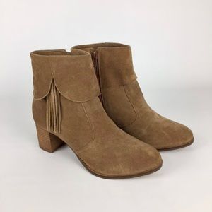 Matisse Paulson Tan Suede Fringe Ankle Booties 9